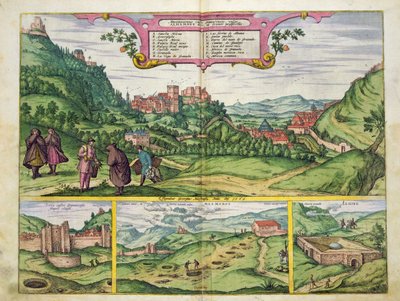 Kilátás az Alhambrára, Georg Braun (1541-1622) és Frans Hogenberg (1535-90) „Civitates Orbis Terrarum” című művéből, 1564 alkotó: Joris Hoefnagel