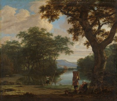 Tájkép halász négyzetrácsos hálóval, 1645-1655 körül (olaj, vászon) alkotó: Joris van der Haagen or Hagen