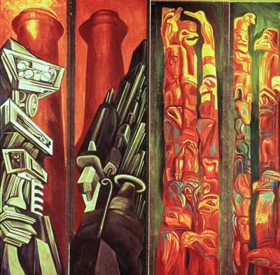 III. dekoratív panel, Az amerikai civilizáció eposzából alkotó: José Clemente Orozco