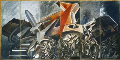 Búvárbombázó és tank, 1940. alkotó: José Clemente Orozco