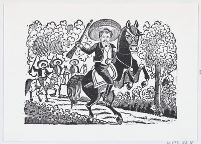 Egy forradalmi katona lóháton puskával Heraclio Bernal, kb. 1880-1910., kb. 1880-1910. alkotó: José Guadalupe Posada