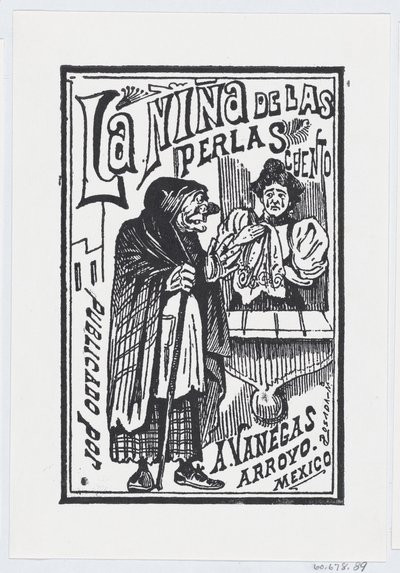 Egy nő, aki zsebkendővel a kezében sír, egy öreg döghöz beszél, illusztráció..., kb. 1880-1910. alkotó: José Guadalupe Posada