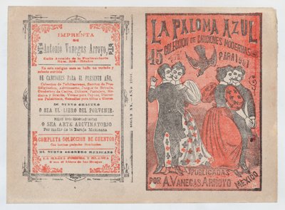 Borító a „La Paloma Azul: Modern dalok gyűjteménye 1901-hez” című dalhoz, két pár da..., kb. 1901. alkotó: José Guadalupe Posada