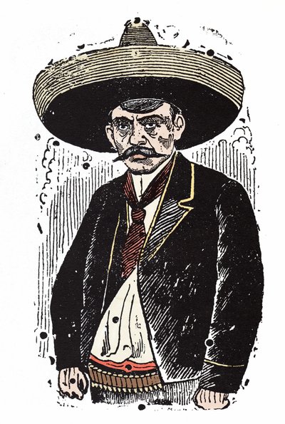 Emiliano Zapata (1880-1919), mexikói forradalmár. Jose Guadalupe Posada (1852-1913) xilográfiája. alkotó: José Guadalupe Posada