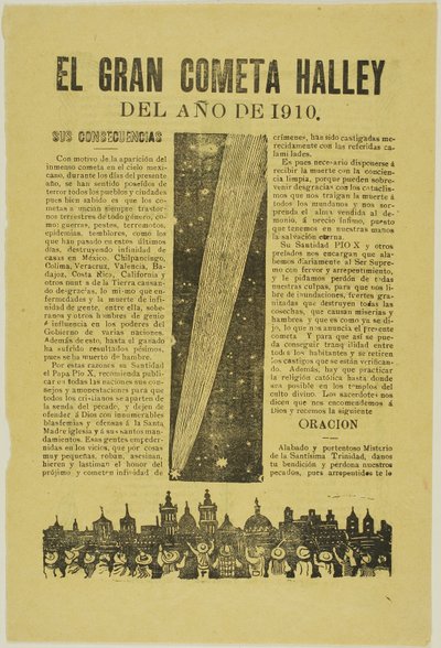 A Great Halley üstököse, 1899, 1910-ben jelent meg alkotó: José Guadalupe Posada