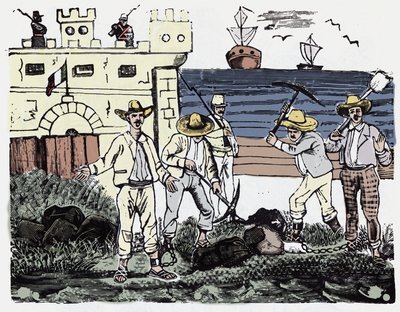 A mexikói forradalom (1910-1920): Fogolycsoportok kényszermunkában – Jose Guadalupe Posada (1852-1913) xilográfia alkotó: José Guadalupe Posada