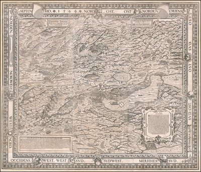 Zürich és környéke 1566-os térképe Jodocus Murer tollából alkotó: Jos Murer