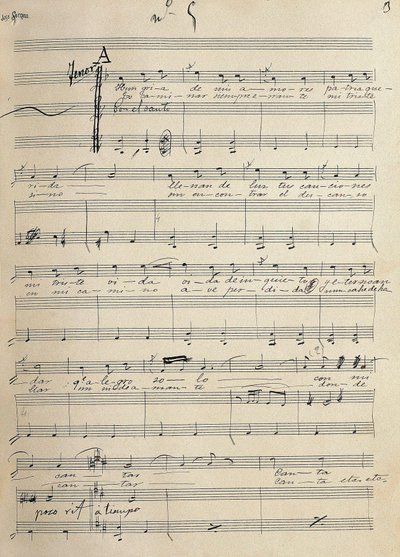 Eredeti romantikus kézirat a zarzuela tenor számára, "Alma de Dios", Jose Serrano (1873-1941) alkotó: José Serrano