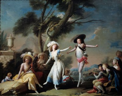Párok a parkban. Jose Camaron Y Boronat (1730-1803) festménye alkotó: Jose Camaron