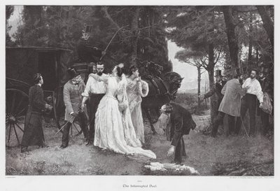 A megszakított párbaj (színes litográfia) alkotó: Jose Garnelo y Alda