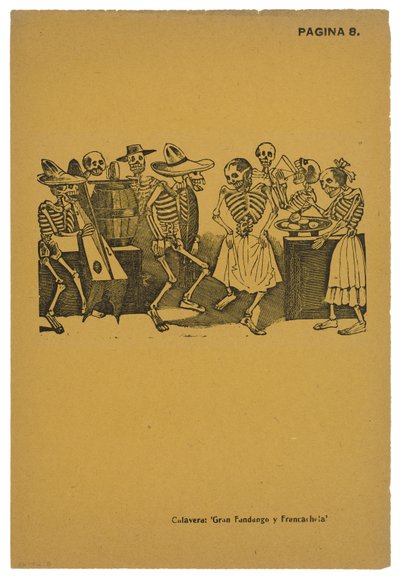 El jarabe de ultratumba, 1910 körül, 1943-ban nyomtatva (fotó-domborműves metszet metszetekkel) alkotó: José Guadalupe Posada