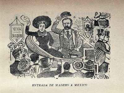 Madero belépése Mexikóba alkotó: José Guadalupe Posada