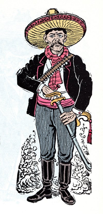 Mexikói forradalom (1910-1920) – Salazar Amador Emiliano Zapata forradalmi követője – Jose Guadalupe Posada (1852-1913) xilográfiája alkotó: José Guadalupe Posada