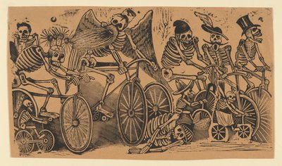 Skelette (Calaveras) auf Fahrrädern alkotó: José Guadalupe Posada