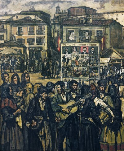 GUTIERREZ SOLANA, Jose (1886-1945). El cartel del crimen (El musico ciego) - a bűnügyi kartell (a vak zenész). 1920 körül. (78 x 64 cm). Olaj, vászon. Magántulajdon. alkotó: Jose Gutierrez Solana