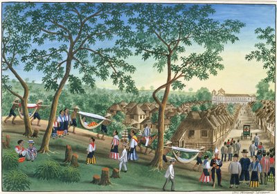 Kirándulás az Antipolo Fiestára, "The Febus Album of Views In and Around Manila", 1845 körül alkotó: Jose Honorato Lozano