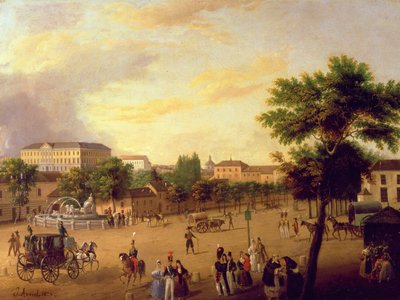 Kilátás a Cibeles-kútra és a Buenavista-palotára Madridban alkotó: Jose Maria Avrial Y Flores