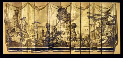 Vision Mediterranea, tizenegy leveles képernyő, 1925 körül (olaj, aranyozott fa panel) alkotó: Jose Maria Sert y Badia