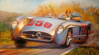 En la Mille Miglia, Juan Manuel Fangio, Mercedes Benz 300 SL alkotó: Jose Maria Villafuerte