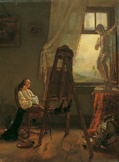 A festő, aki elaludt a műteremben alkotó: Josef Danhauser