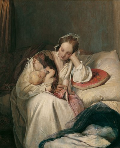 Anyai szerelem (A művész felesége gyermekkel) alkotó: Josef Danhauser