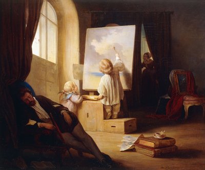 Az alvó festő; Az alvó festő, 1841 alkotó: Josef Danhauser