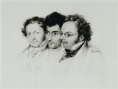 Johann Baptist Jenger, Anselm Huettenbrenner és Franz Schubert ... alkotó: Josef Eduard Teltscher