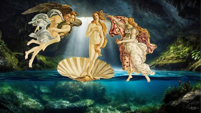 JJM-recreate_Botticelli-S_Die Geburt der Venus _underwater alkotó: Josef Johann Michel