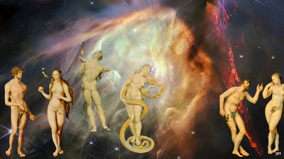 JJM-újraalkotás: Blake-Cranach-Rubens_The Temptation+JWST alkotó: Josef Johann Michel