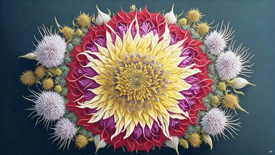 mandala: Bogáncs virágos elemekkel_01 alkotó: Josef Johann Michel
