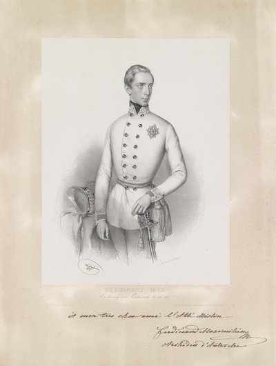 A fiatal Ferdinánd Maximilian főherceg egyenruhás portréja alkotó: Josef Kriehuber