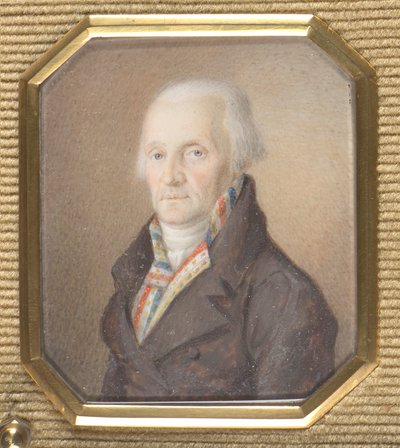 Idős úriember kék, fehér és piros mellényben alkotó: Josef Lanzedelli d. Ä.