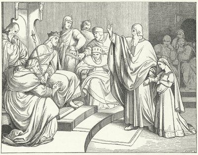 Hohenstaufeni Beatrice arra kéri IV. Ottó német királyt, hogy álljon bosszút apja, Sváb Fülöp meggyilkolásáért alkotó: Josef Mathias Trenkwald