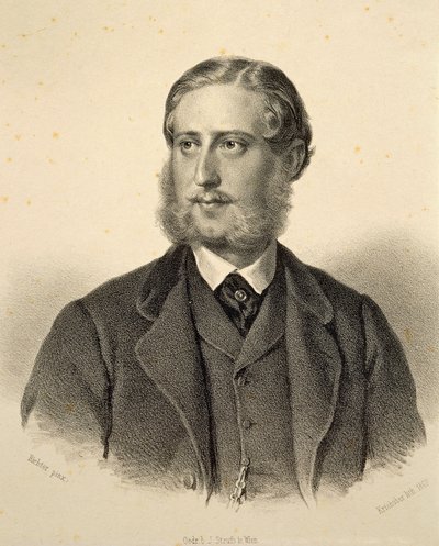 Ferdinand Bonaventura, Kinsky herceg (1834-1904) portréja. Josef Kriehuber metszete alkotó: Josef Nikolaus Kriehuber