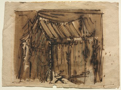 Sátor (recto); Két vázlat (fordítva) alkotó: Josef Platzer