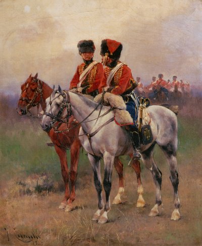 Katonák lóháton alkotó: Josep Cusachs y Cusachs