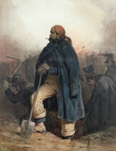 Katona ásóval alkotó: Joseph Louis Hippolyte Bellange