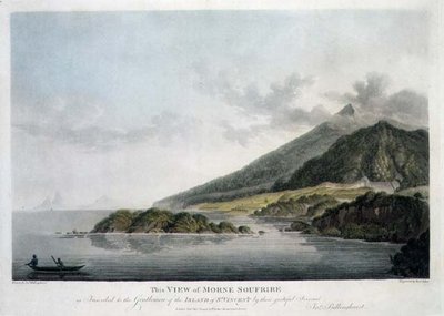 Kilátás a Morne Soufrire-re a St. Vincent-szigeten, gravírozott és kocsma. Írta: Francis Jukes (1747-1812) alkotó: Joseph (after) Billinghurst