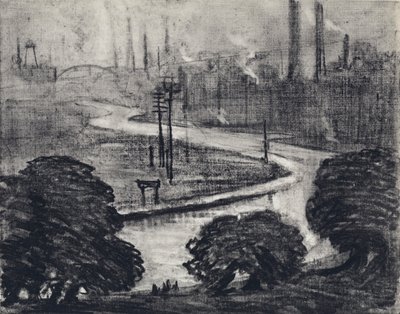 Kelet-London, a Lea folyó (litho) alkotó: Joseph (after) Pennell
