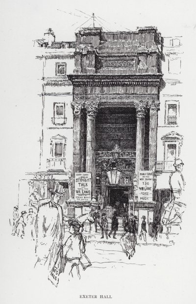 Exeter Hall (litho) alkotó: Joseph (after) Pennell