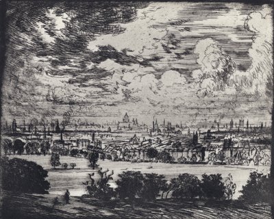 London, Hampstead felett (litho) alkotó: Joseph (after) Pennell