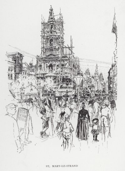 St Mary-le-Strand (litho) alkotó: Joseph (after) Pennell
