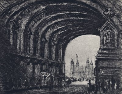 A torony a Tower Bridge felől (litho) alkotó: Joseph (after) Pennell