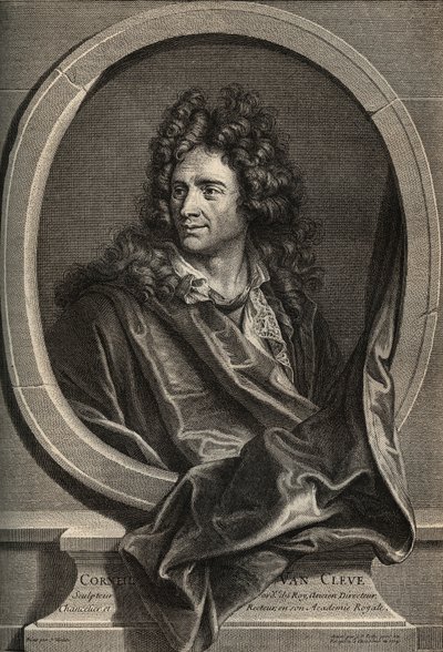 Corneille Van Cleve francia szobrász (1645-1732) portréja, Poilly metszete Joseph Vivien festménye után alkotó: Joseph (after) Vivien
