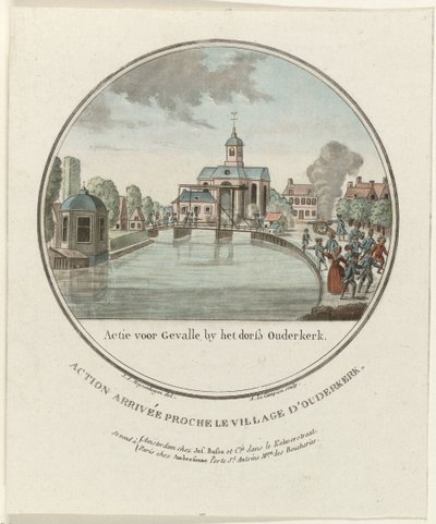 Támadás Ouderkerk aan de Amstelnél, 1787 Akció Gevalle számára a dorß Ouderkerk által / Action arrivée proche le village d