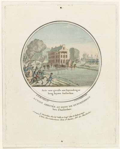 Támadás a Duivendrecht hídnál, 1787 Akció a Gevalle aan Duyvendregse brug buyten Amsterdam számára / Action arrivée au pont de Duyvendregt hors d