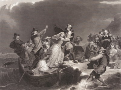A zarándokok partraszállása Plymouth Rocknál 1620-ban alkotó: Joseph Andrews