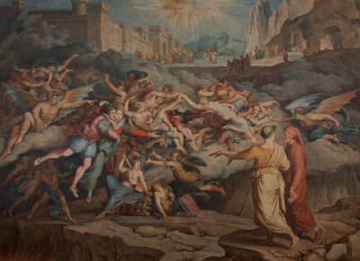 Dante és Vergilius a pokol második körében, 1823. alkotó: Joseph Anton Koch