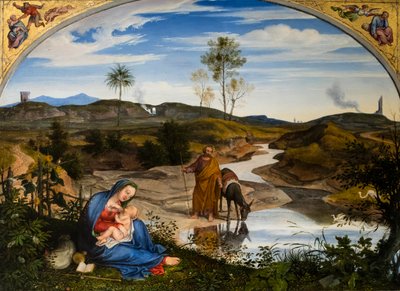 Repos pendant le fuite en Egypt, 1820-1825 körül (Olaj, fa (diófa)) alkotó: Joseph Anton Koch