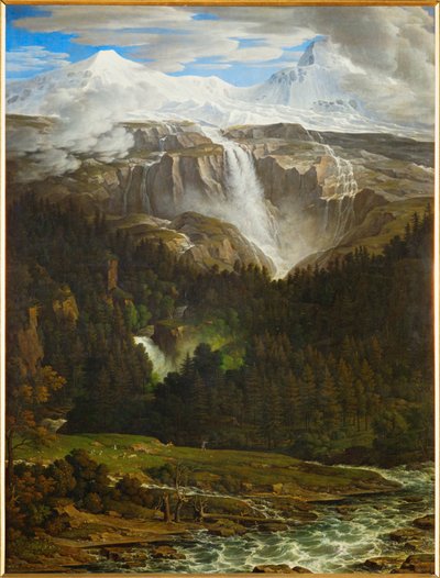 Schmadribach vízesés a Lauterbrunn-völgyben, Berner Oberland, Svájc ... (olaj, vászon) alkotó: Joseph Anton Koch